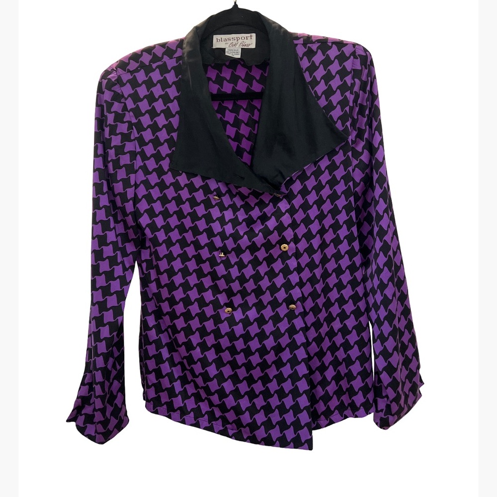 Purple and black 100% silk vintage top